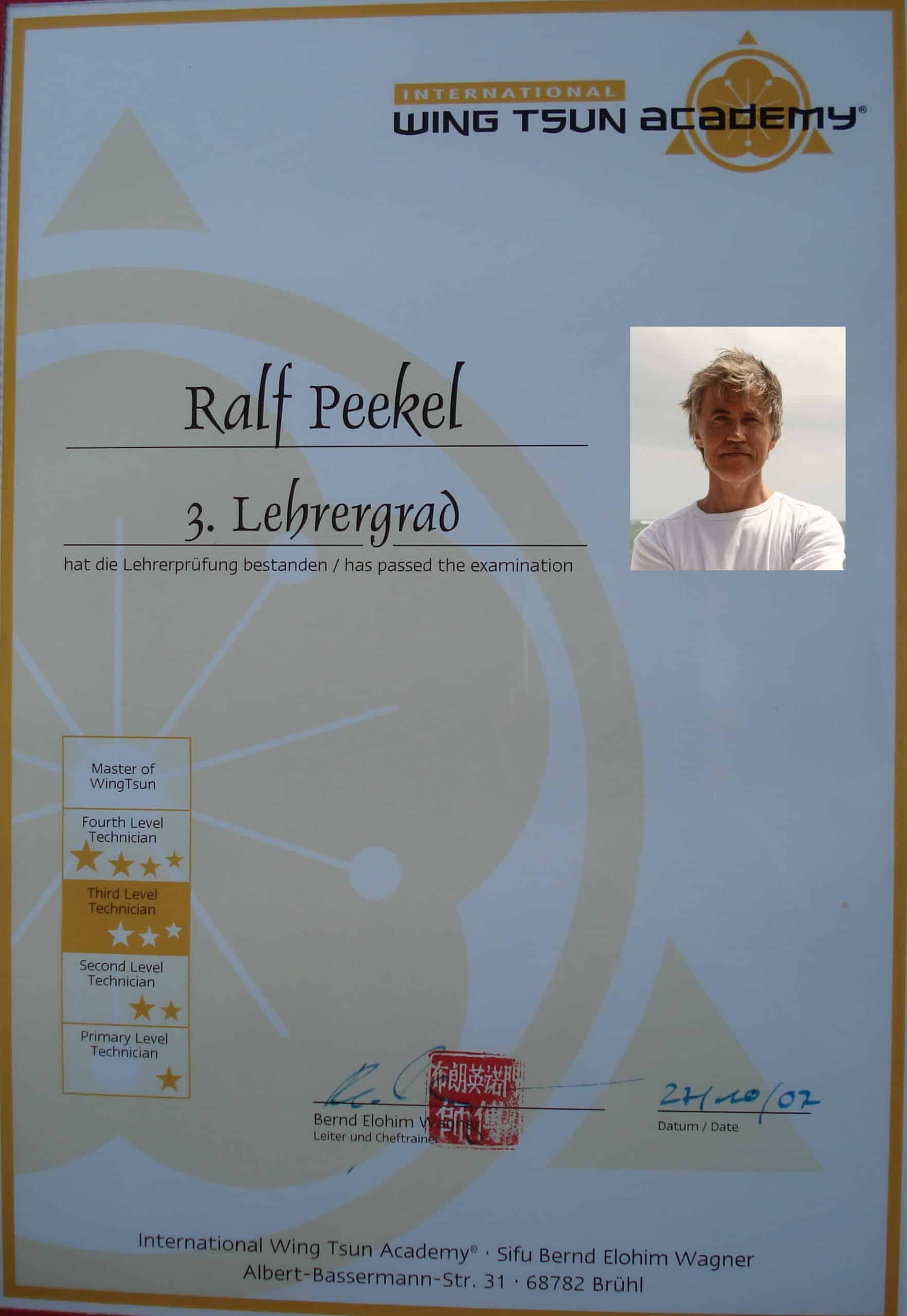 Ralf ZiXu Wing Chun 3.Techniker 3. Dan